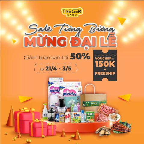 Sale Tưng Bừng Mừng Đại Lễ. Giảm toàn sàn tới 50% + Voucher tới 150K từ 21/4 - 3/5