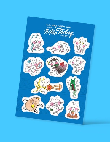 Sticker - Mèo Trắng - (tập 3) xanh