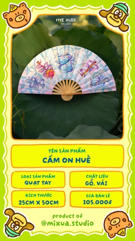 MX - Quạt họa tiết nhạc cụ (Cầm on Huế)