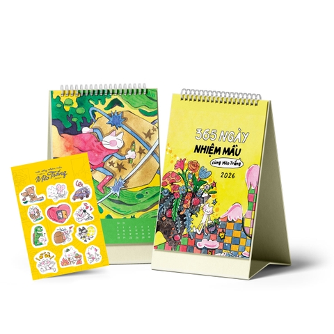 Combo 2 lịch Mèo Trắng (tặng kèm sticker 12 biểu cảm)