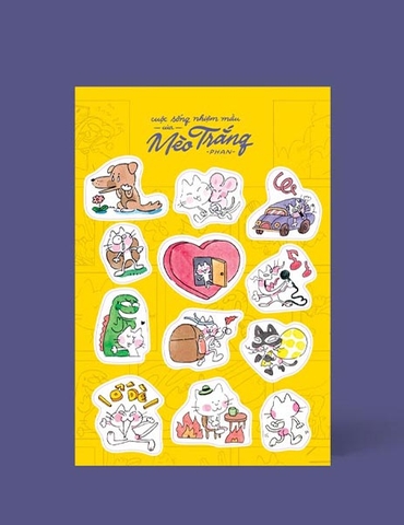 Sticker - Mèo Trắng - 12 biểu cảm (tập 2)