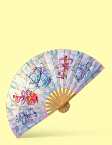 MX - Quạt họa tiết nhạc cụ (Cầm on Huế)