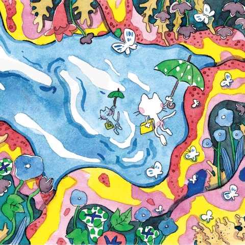 Mini print Mèo Trắng - 15x15 - Phản chiếu