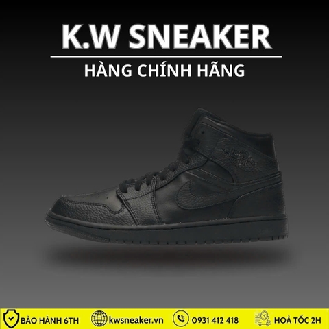 (chính hãng) Air Jordan 1 Mid ‘Triple Black’ 2020 554724-091