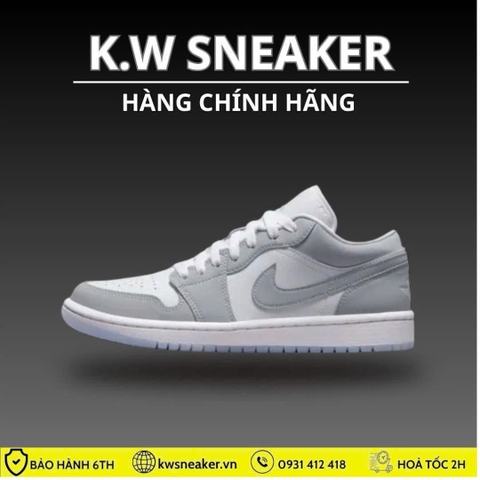 ( Chính Hãng )Giày Nike Air Jordan 1 Low White Wolf Grey DC0774-105