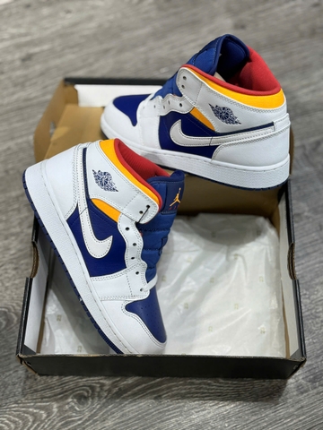 ( Chính Hãng ) GIÀY NIKE AIR JORDAN 1 MID GS ‘WHITE DEEP ROYAL BLUE’ 554725-131