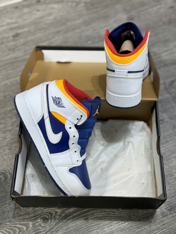 ( Chính Hãng ) GIÀY NIKE AIR JORDAN 1 MID GS ‘WHITE DEEP ROYAL BLUE’ 554725-131