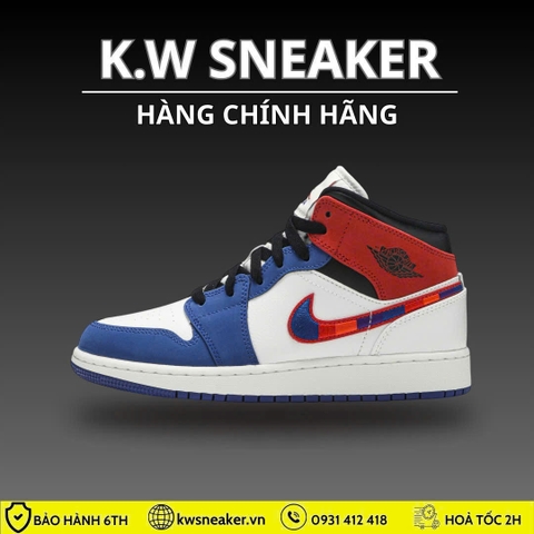 ( Chính Hãng ) GIÀY NIKE AIR JORDAN 1 MID SE GS ‘MULTICOLORED SWOOSH’ BQ6931-146