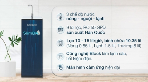 Máy lọc nước R.O nóng lạnh Sunhouse 9 lõi SHA76214CK-S