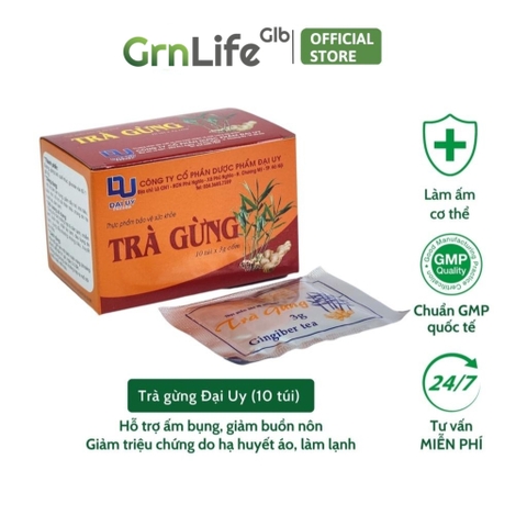 Trà gừng Đại Uy (Hộp 10 túi trà) - Làm ấm cơ thể, giảm đầy hơi, cảm lạnh