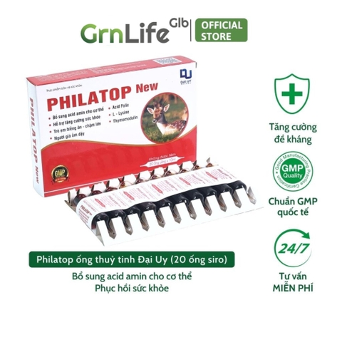 Philatop New ống thủy tinh Đại Uy chính hãng cho trẻ biếng ăn, chậm lớn, còi xương, người già đề kháng kém