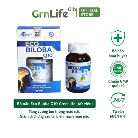 Viên uống bổ não GrnLife Eco Biloba Q10 Ginkgo 240mg - Lưu thông, tuần hoàn máu não