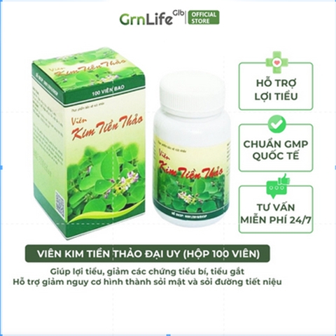 Viên KIM TIỀN THẢO chính hãng Đại Uy 100 viên - Giúp lợi tiểu, giảm nguy cơ sỏi thận, tiểu gắt