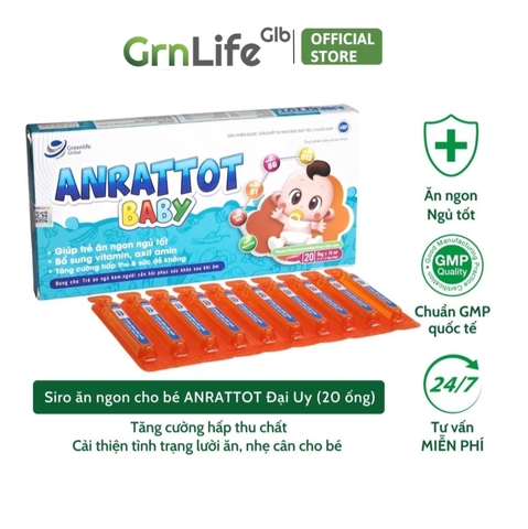 Siro ăn ngon cho bé GrnLife Anrattot Baby - giúp bé ngủ ngon, tăng cân tăng đề kháng, giảm biếng ăn