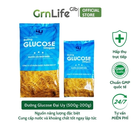 Đường Glucose Đại Uy 500G - bù nước, khoáng chất ngay lập tức, hấp thụ trực tiếp vào cơ thể, có thể thay thế đường kính