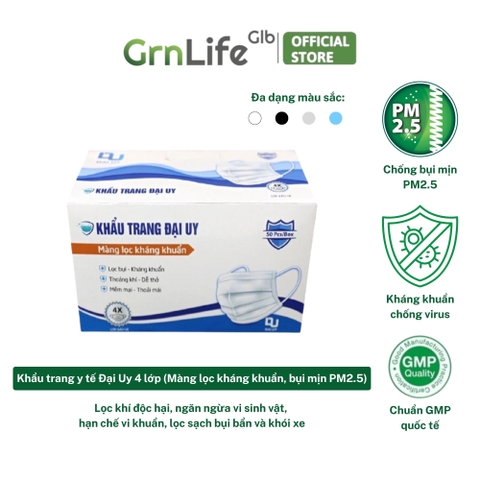 Khẩu trang y tế Đại Uy 4 lớp - hộp 50 chiếc lọc bụi mịn PM2.5, kháng khuẩn