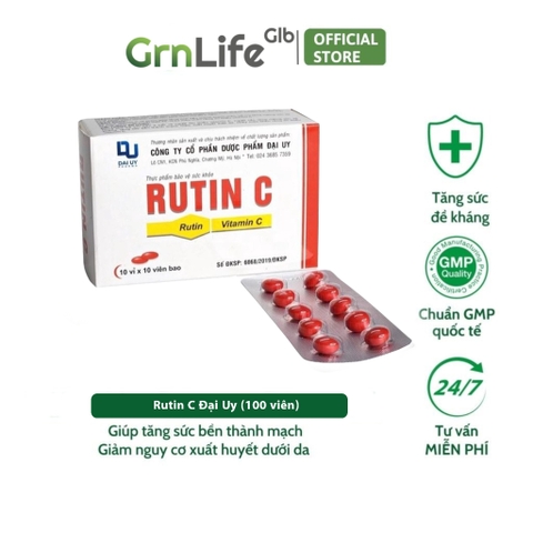 Rutin C Đại Uy 100 viên - Bổ sung vitamin C, tăng cường bền mạch máu, giảm chảy máu chân răng