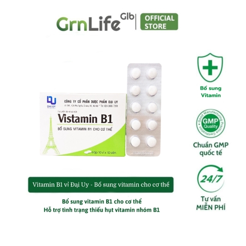 Vitamin B1 hộp Đại Uy (vỉ 100 viên) - Bổ sung vitamin B1 cho cơ thể