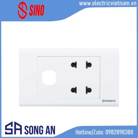 Ổ đôi 2 chấu + 1 hạt công tắc S18