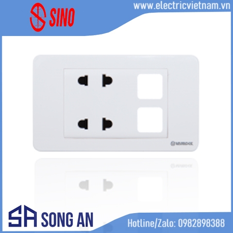 Ổ cắm đôi 2 chấu + 2 công tắc S18A