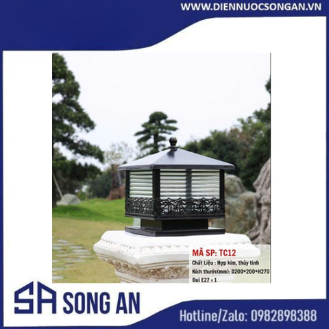 Đèn trụ cổng kích thước 20x20