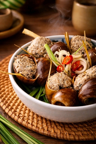 Ốc Bươu Nhồi Thịt - Vỉ (12con)