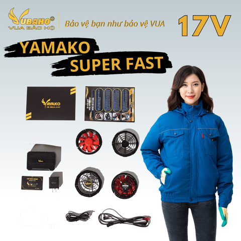Bộ Áo điều hoà Yamako Nhật Bản Super Pro 17V - 30.000MAH màu XANH DK