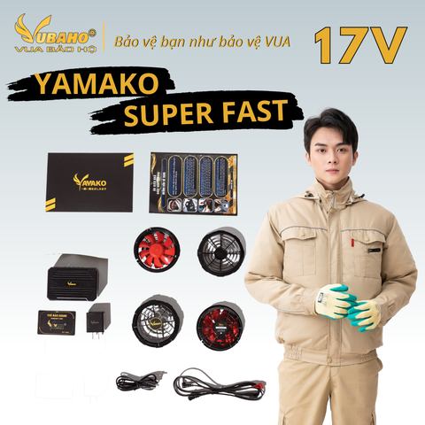 Bộ Áo điều hoà Yamako Nhật Bản Super Pro 17V - 30.000MAH màu BE VÀNG