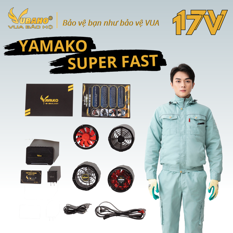 Bộ Áo điều hoà Yamako Nhật Bản Super Pro 17V - 30.000MAH màu XANH NGỌC