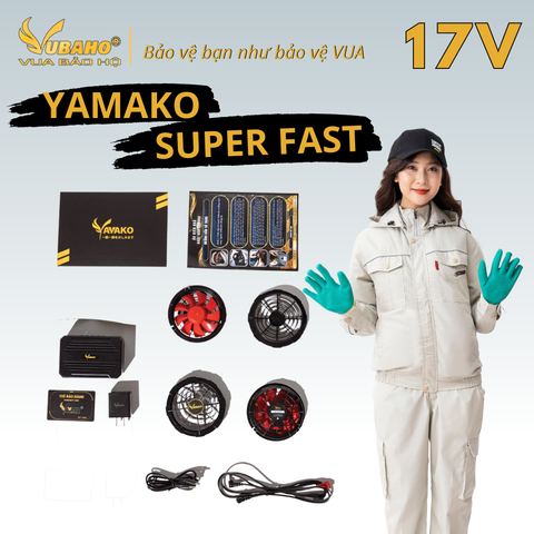 Bộ Áo điều hoà Yamako Nhật Bản Super Pro 17V - 30.000MAH GHI TRẮNG
