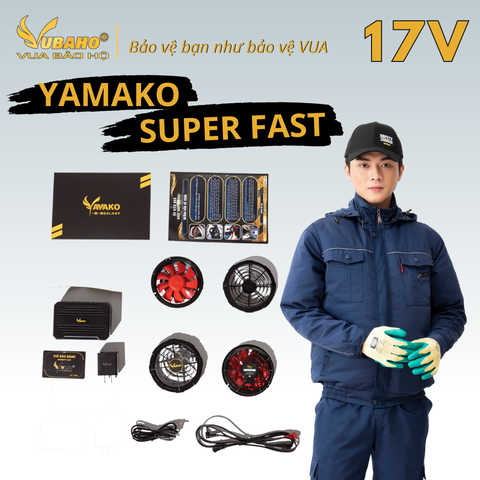 Bộ Áo điều hoà Yamako Nhật Bản Super Pro 17V - 30.000MAH màu XANH THAN