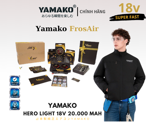 BỘ ÁO ĐIỀU HÒA YAMAKO HERO LIGHT 18V - 20.000 MAH - FROS AIR