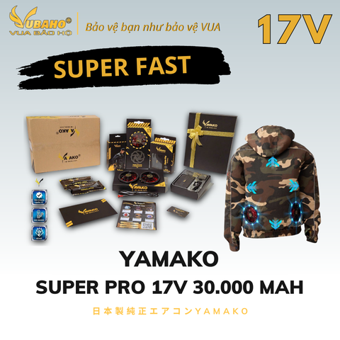Bộ Áo điều hoà Yamako Nhật Bản Super Pro 17V - 30.000MAH màu RẰN RI - CAMO
