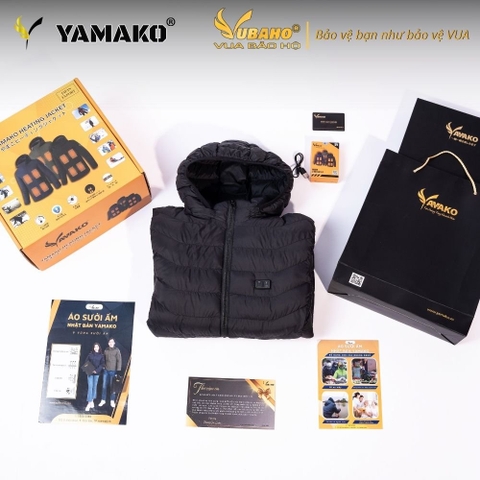 Áo Sưởi ấm YAMAKO Nhật Bản 7 vùng sưởi ấm Siêu Nhẹ Super Gentle màu Đen