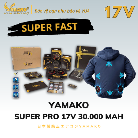 Bộ Áo điều hoà Yamako Nhật Bản Super Pro 17V - 30.000MAH màu XANH THAN