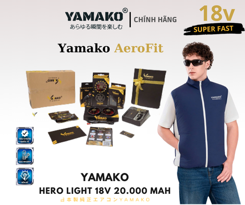 BỘ ÁO ĐIỀU HÒA YAMAKO HERO LIGHT 18V - 20.000 MAH - AEROFIT