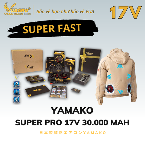 Bộ Áo điều hoà Yamako Nhật Bản Super Pro 17V - 30.000MAH màu BE VÀNG