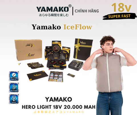 BỘ ÁO ĐIỀU HÒA YAMAKO HERO LIGHT 18V-20.000 MAH - ICE FLOW