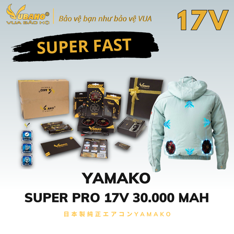 Bộ Áo điều hoà Yamako Nhật Bản Super Pro 17V - 30.000MAH màu XANH NGỌC