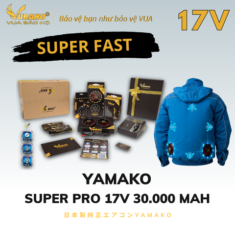 Bộ Áo điều hoà Yamako Nhật Bản Super Pro 17V - 30.000MAH màu XANH DK