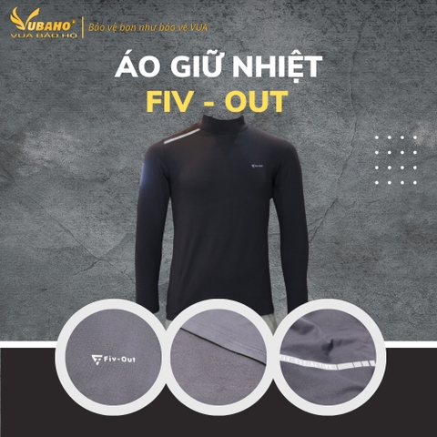 Áo giữ nhiệt lót nhung mịn cao cổ 3 phân Fiv Out màu GHI