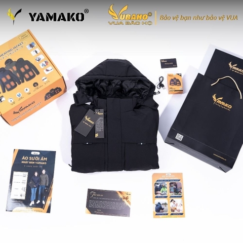 Áo sưởi Ấm Super Heating Yamako 9 vùng sưởi nhiệt giảm đau nhức vai gáy MÀU ĐEN