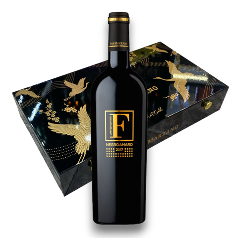 Rượu vang đỏ Ý F Negroamaro - Gold Limited hộp quà tặng sơn mài 6 chai
