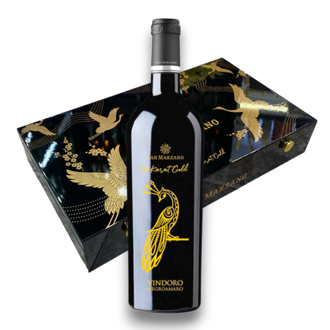 Rượu vang đỏ Ý Vindoro 24 Karat gold Limited hộp quà tặng sơn mài 6 chai