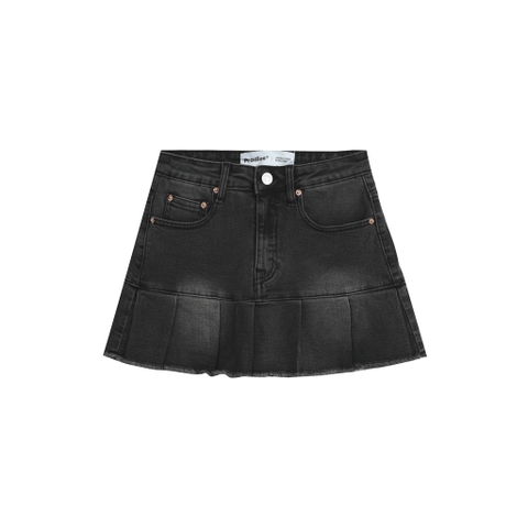 PLEATED DENIM MINI SKIRT