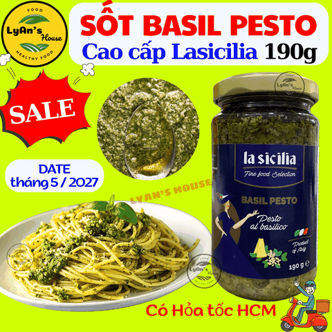 Sốt Basil Pesto LaSicilia 190g - Sốt mì ý Spaghetti Pasta Pizza húng quế