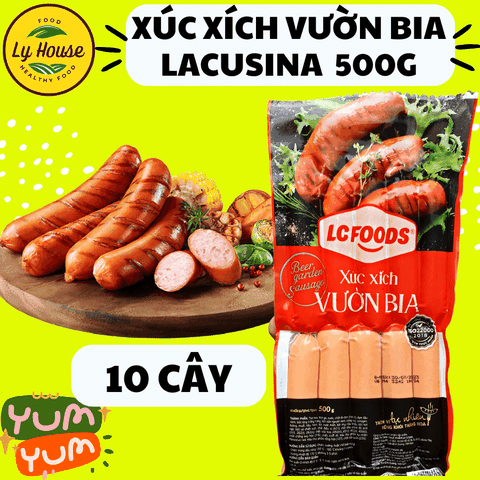 Xúc Xích Vườn Bia Lacusina 500g (10 Cây) – Ngon Đậm Vị, Thích Hợp BBQ & Ăn Vặt