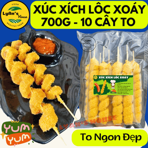 Xúc Xích Lốc Xoáy LyAn 700g (10 Cây) | Ngon Lạ, Độc Đáo, Giá Sỉ Quán Ăn