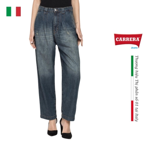 QUẦN BAGGY JEANS NỮ MÀU XANH ĐẬM - CARRERA JEANS - NHẬP KHẨU CHÍNH HÃNG TỪ ITALIA