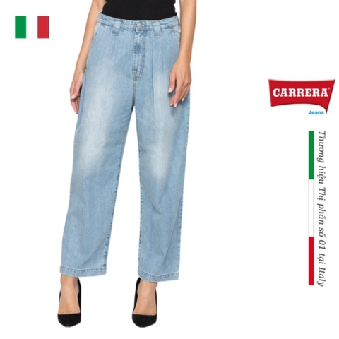QUẦN BAGGY JEANS NỮ MÀU XANH NHẠT - CARRERA JEANS - NHẬP KHẨU CHÍNH HÃNG TỪ ITALIA
